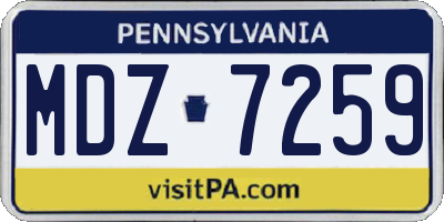 PA license plate MDZ7259