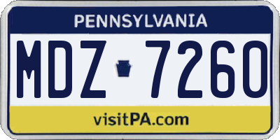 PA license plate MDZ7260