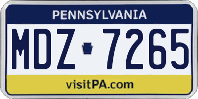 PA license plate MDZ7265