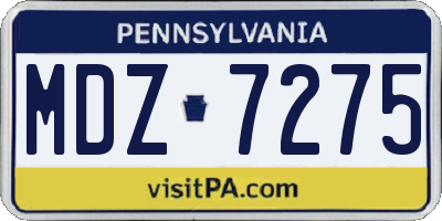 PA license plate MDZ7275