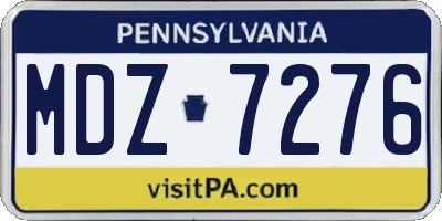 PA license plate MDZ7276