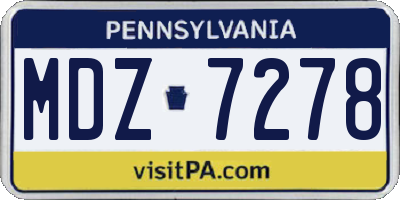 PA license plate MDZ7278