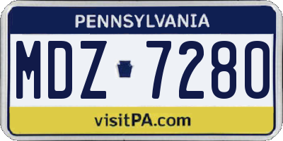 PA license plate MDZ7280