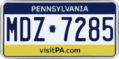 PA license plate MDZ7285