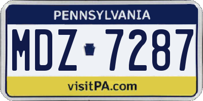 PA license plate MDZ7287