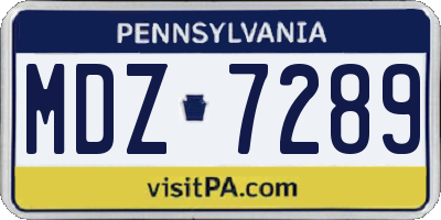 PA license plate MDZ7289