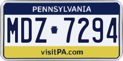 PA license plate MDZ7294