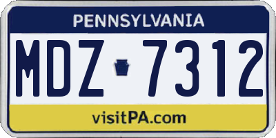 PA license plate MDZ7312
