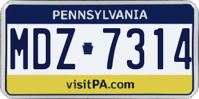 PA license plate MDZ7314