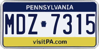 PA license plate MDZ7315