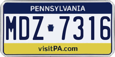 PA license plate MDZ7316