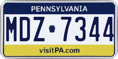 PA license plate MDZ7344