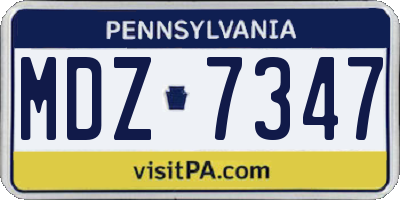 PA license plate MDZ7347