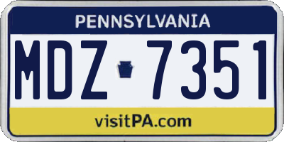 PA license plate MDZ7351