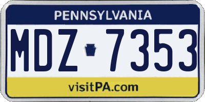 PA license plate MDZ7353