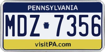 PA license plate MDZ7356