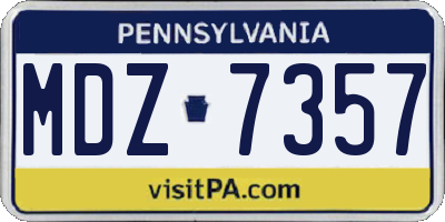 PA license plate MDZ7357