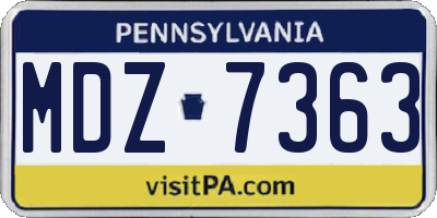 PA license plate MDZ7363