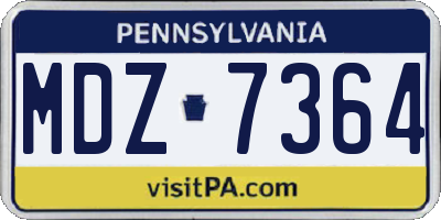 PA license plate MDZ7364
