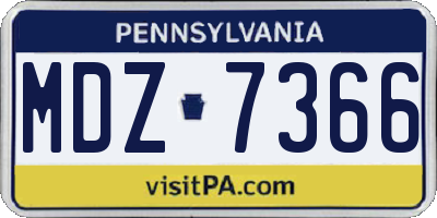 PA license plate MDZ7366