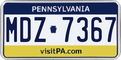 PA license plate MDZ7367