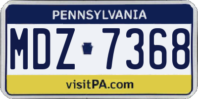 PA license plate MDZ7368