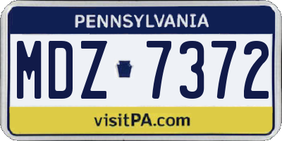 PA license plate MDZ7372