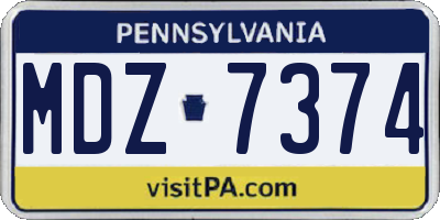 PA license plate MDZ7374
