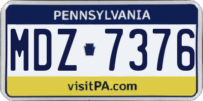 PA license plate MDZ7376