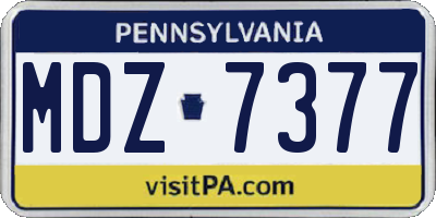 PA license plate MDZ7377