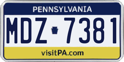 PA license plate MDZ7381