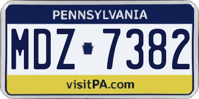 PA license plate MDZ7382