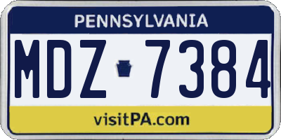 PA license plate MDZ7384