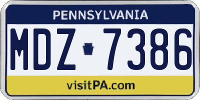 PA license plate MDZ7386