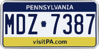 PA license plate MDZ7387