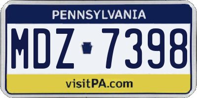PA license plate MDZ7398