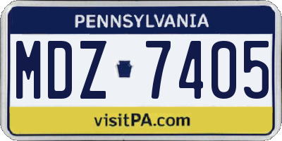 PA license plate MDZ7405