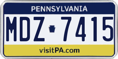 PA license plate MDZ7415