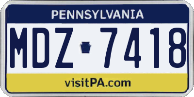 PA license plate MDZ7418