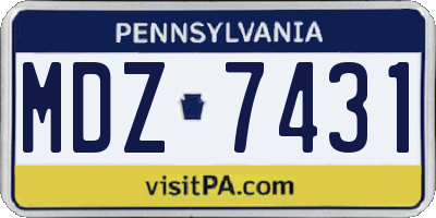 PA license plate MDZ7431