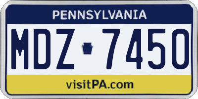 PA license plate MDZ7450