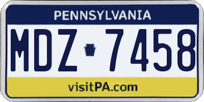 PA license plate MDZ7458