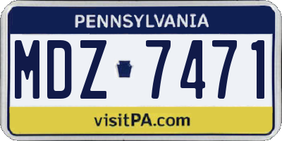 PA license plate MDZ7471