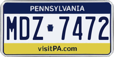 PA license plate MDZ7472