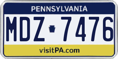 PA license plate MDZ7476