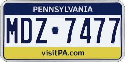 PA license plate MDZ7477