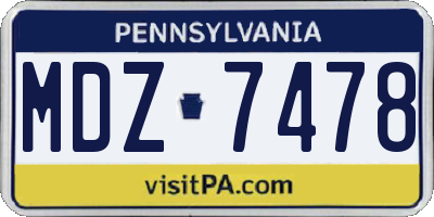 PA license plate MDZ7478
