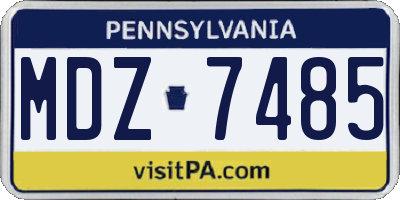 PA license plate MDZ7485