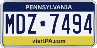PA license plate MDZ7494
