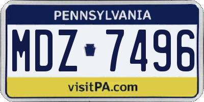 PA license plate MDZ7496